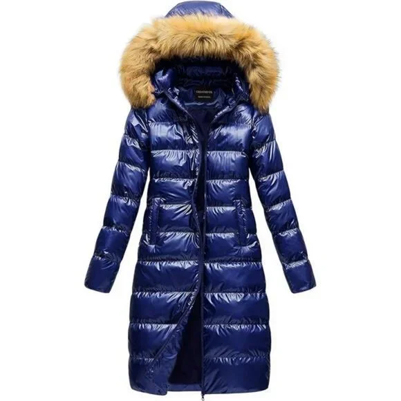 CREATMO US Women's Long Winter Faux Fur Coat Puffer Warm Jacket with Detachable
